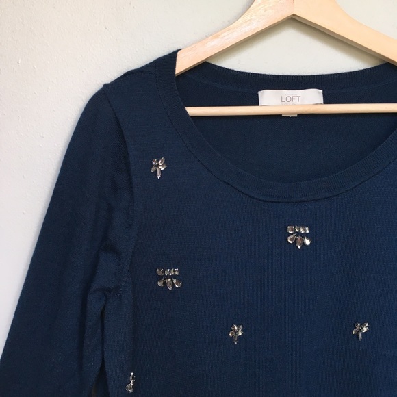 LOFT ~ jeweled sweater - Picture 2 of 6